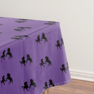 Lila Tablette mit Pferden - Farbe auswählen Tischdecke