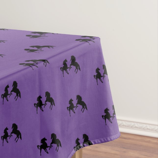 Lila Tablette mit Pferden - Farbe auswählen Tischdecke (Beispiel)