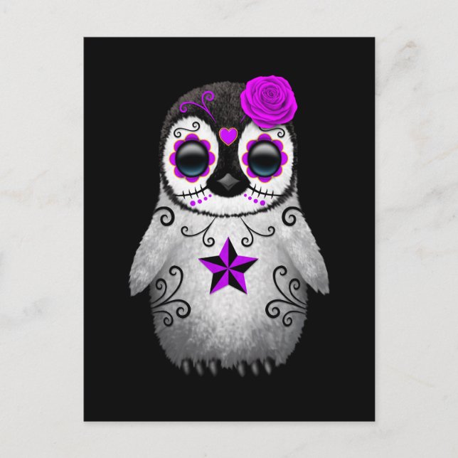 Lila Tag des toten Zuckerpinguins Postkarte (Vorderseite)