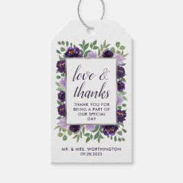 Lila Tags für die Gastgeschenk Hochzeit von Silber Geschenkanhänger