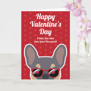 Lila Tan Französische Bulldogge Valentinstag Karte