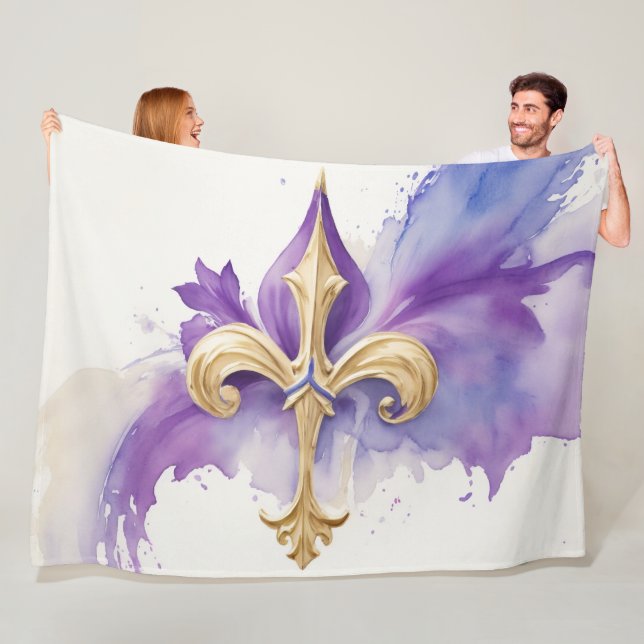Lila Tan Lilie Watercolor Fleecedecke (Beispiel)