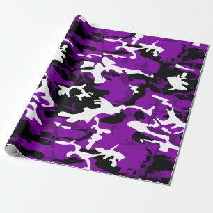 lila Tarnung Schwarz-weiße Camouflage Geschenkpapier