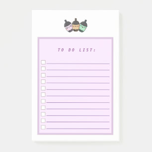 Lila Taro-Blase-Boba zu führen Post-it Klebezettel