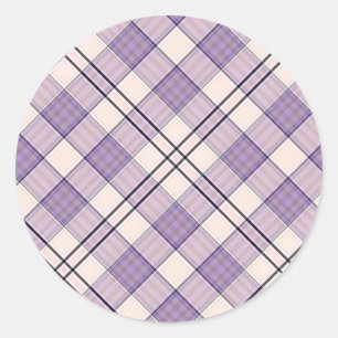 Lila Tartan Kariert Runder Aufkleber
