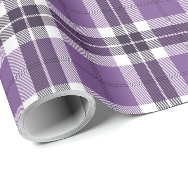 Lila Tartan-kariertes schottisches Trendy Muster Geschenkpapier (Rolleneckpunkt)