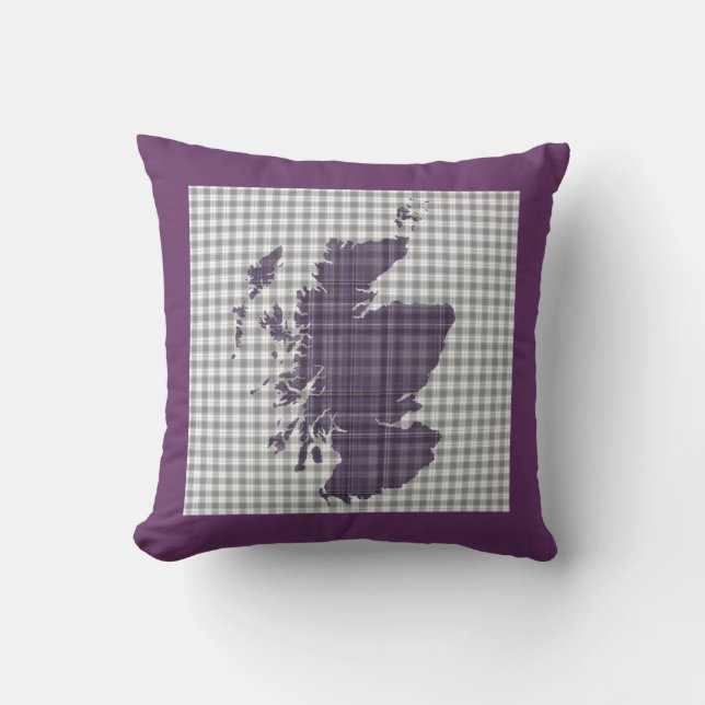 Lila Tartan-Karte von Schottland-Kissen Kissen (Vorderseite)
