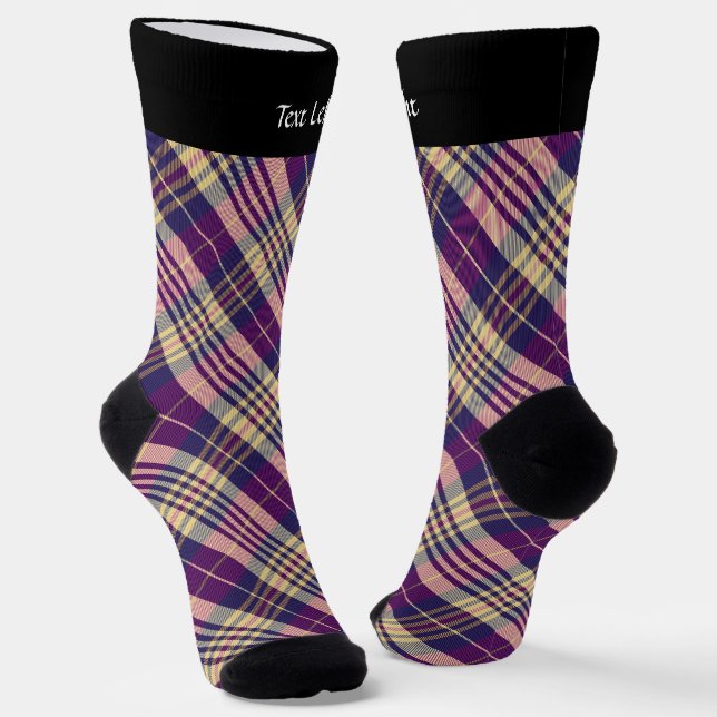 Lila Tartan Socken, Gold und Blau Socken (Gewinkelt)