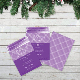Lila Tartan Weihnachts-Party Einladung
