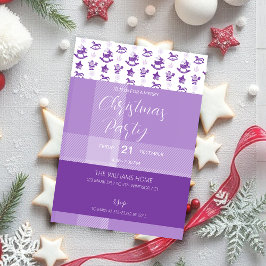 Lila Tartan Weihnachtsspielzeug-Party Einladung