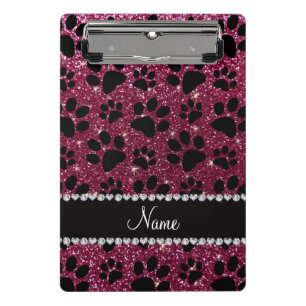 Lila Tatzen des Glitters der Namepflaume schwarzer Mini Klemmbrett