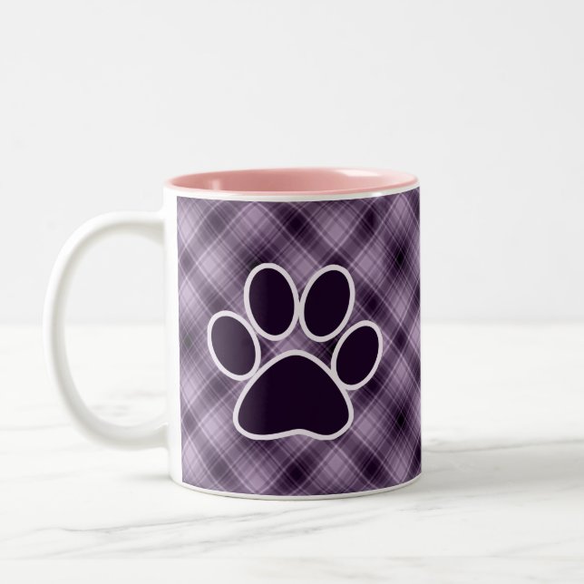 Lila Tatzen-Druck Zweifarbige Tasse (Links)
