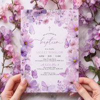 Lila Taufe Butterfly Floral Christening Girl