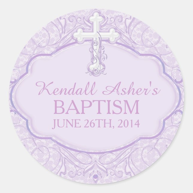 Lila Taufe Christening Sticker (Vorderseite)