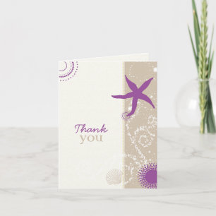Lila Taupe Beach Wedding Dankeschön Card Dankeskarte