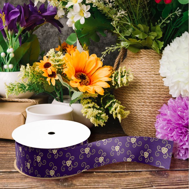 Lila Taupe Floral Print Hübsch Elegante Ripsband (Von Creator hochgeladen)