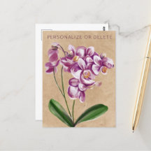 Lila Taupe Orchideen Wasserfarbe Personalisiert
