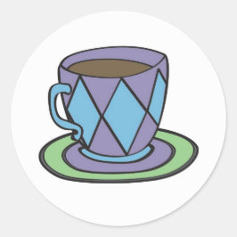 Lila Teacup-Aufkleber Runder Aufkleber