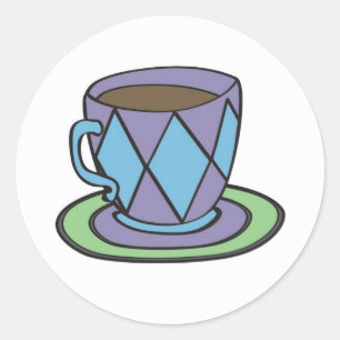 Lila Teacup-Aufkleber Runder Aufkleber