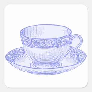 Lila Teacup Quadratischer Aufkleber