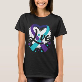 Lila Teal-Band Herz Selbstmordprävention A T-Shirt