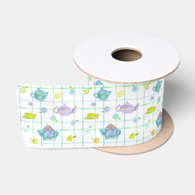 Lila Teapos Aquarellfarben-Blume Satinband (Spule)