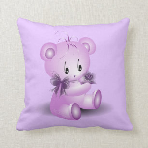 Lila Teddy-Bär mit Rose Kissen
