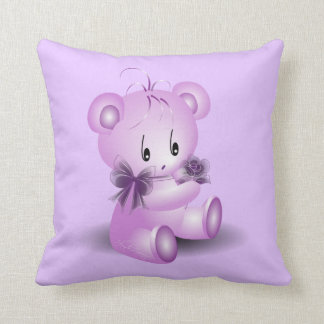 Lila Teddy-Bär mit Rose Kissen