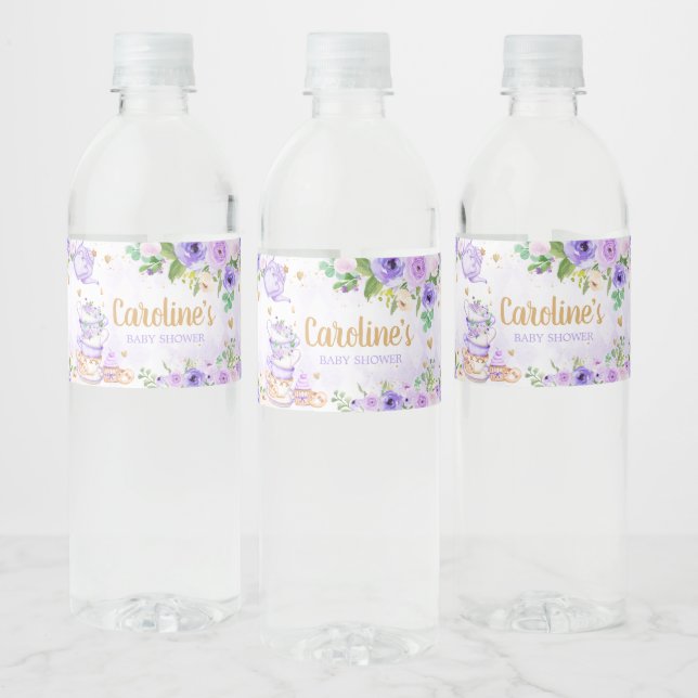 Lila Tee-Party Babydusche (Flaschen)