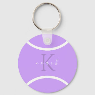 Lila Tennisball und Mit Monogramm Ersttrainer Schlüsselanhänger