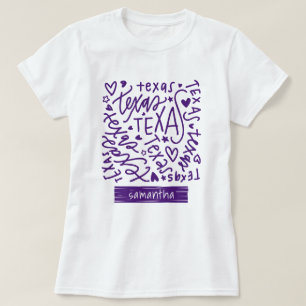 Lila Texas-Doodle-Muster T-Shirt