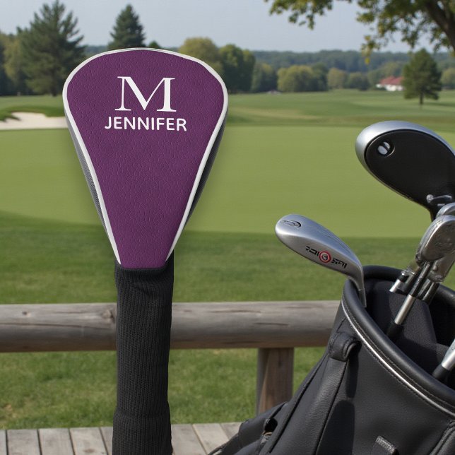 Lila Texturierte Ledermonogramm Personalisierter N Golf Headcover (Von Creator hochgeladen)