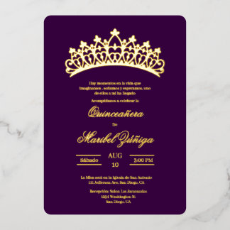 Lila Thema Quinceanera Einladung