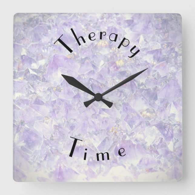 Lila Therapiedauer Quadratische Wanduhr (Vorderseite)