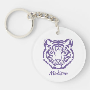 Lila Tiger Maskottchen Schulgeschenk Schlüsselanhänger