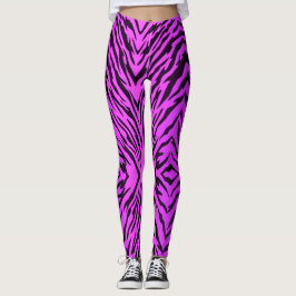 Lila Tiger-Neonstreifen-Tierdruck Leggings
