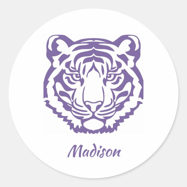 Lila Tiger School Mascot Sticker (Vorderseite)