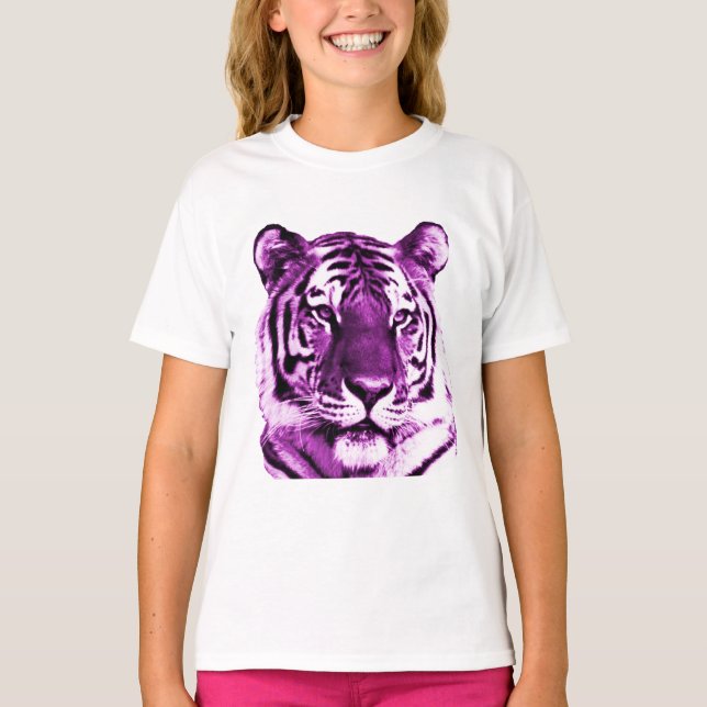 Lila Tiger-Shirt T-Shirt (Vorderseite)