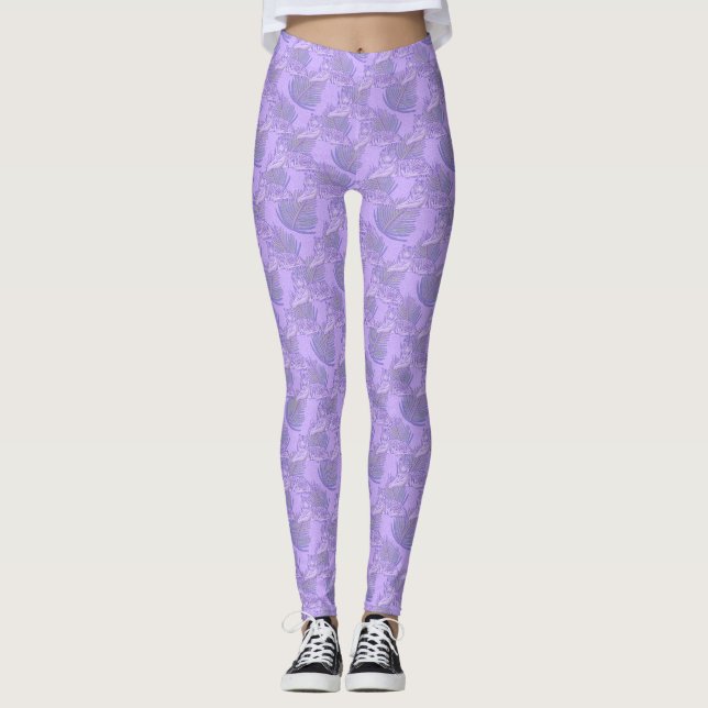 Lila Tigermuster Leggings (Vorderseite)