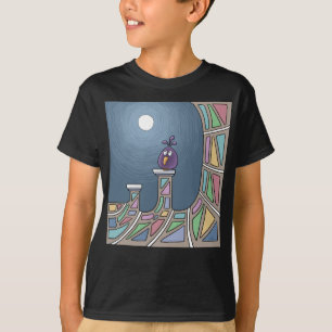 Lila Tiki Bird mit Vollmond-T - Shirt