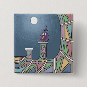 Lila Tiki Bird mit Vollmondknopf Button