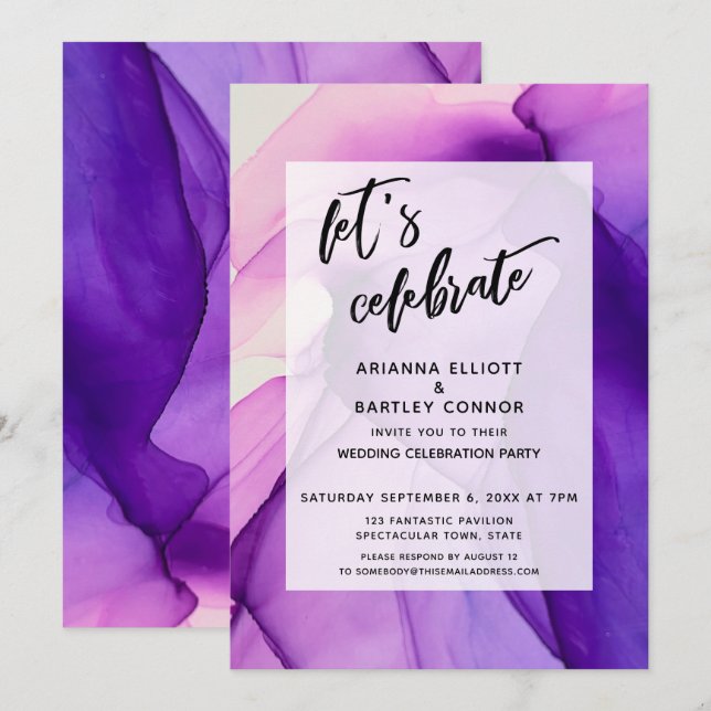 Lila Tinten für Hochzeitsempfang Einladung (Vorne/Hinten)