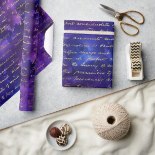 Lila Tintenmuster mit Goldschrift für Aquarellfarb Geschenkpapier