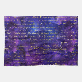Lila Tintenmuster mit Goldschrift für Aquarellfarb Geschirrtuch