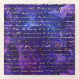 Lila Tintenmuster mit Goldschrift für Aquarellfarb Glasuntersetzer