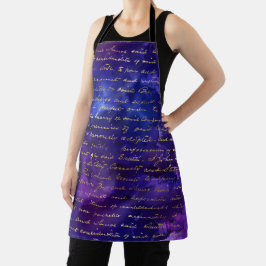 Lila Tintenmuster mit Goldschrift für Aquarellfarb Schürze