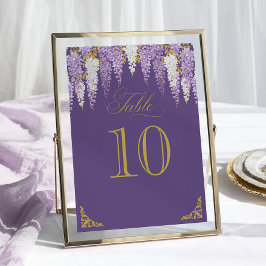 Lila Tischnummer des Vintagen Brautparty