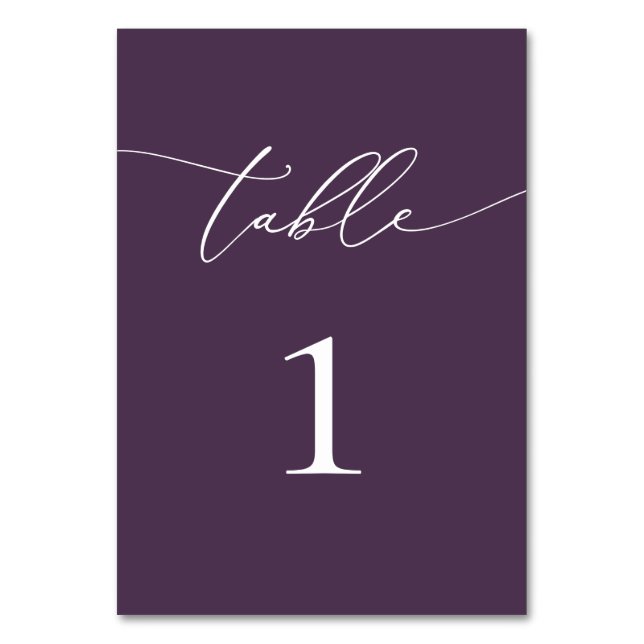 Lila Tischnummer für Minimalistische Hochzeiten (Vorderseite)