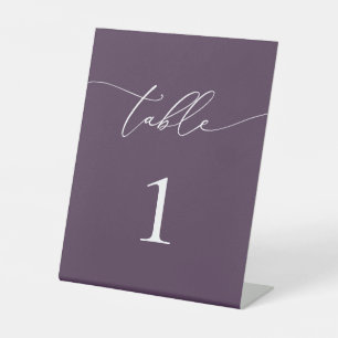 Lila Tischnummer für Minimalistische Hochzeiten Sockelschild
