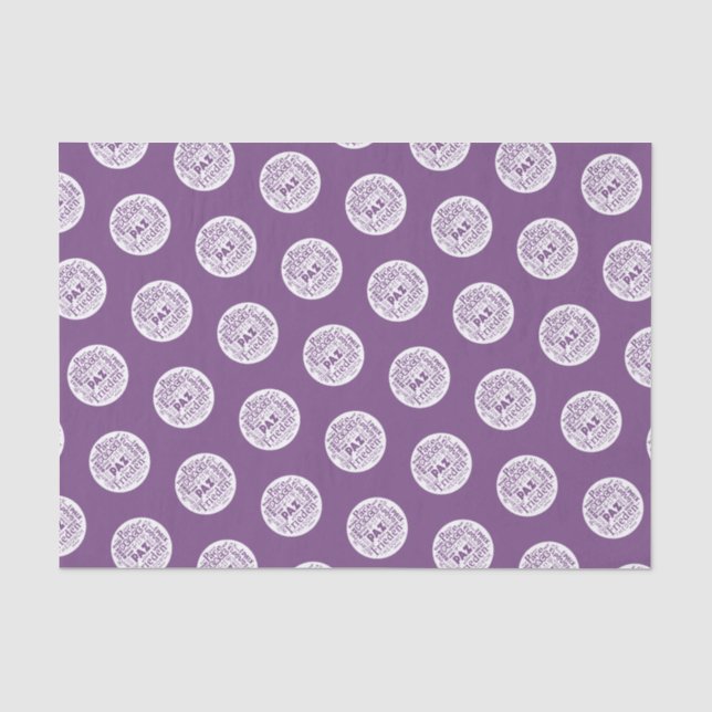 Lila Tissue Paper mit mehreren Sprachen Ruhe. Seidenpapier (Vorderseite)